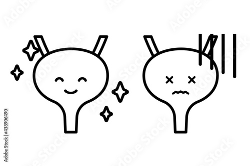 ヒトの膀胱と顔（モノクロ）