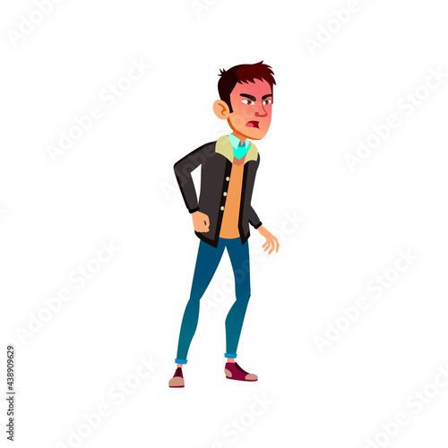 frustrated chinese boy shouting at girlfriend in park cartoon vector. frustrated chinese boy shouting at girlfriend in park character. isolated flat cartoon illustration