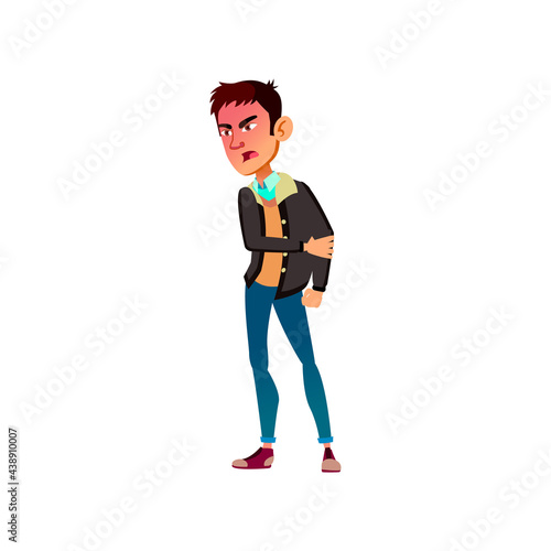 angry asian boy quarreling with enemy cartoon vector. angry asian boy quarreling with enemy character. isolated flat cartoon illustration