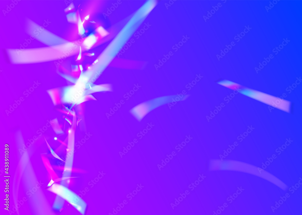 Obraz premium Iridescent Tinsel. Webpunk Art. Birthday Glitter. Luxury Foil. Retro Flare. Laser Festival Backdrop. Cristal Sparkles. Violet Disco Effect. Purple Iridescent Tinsel