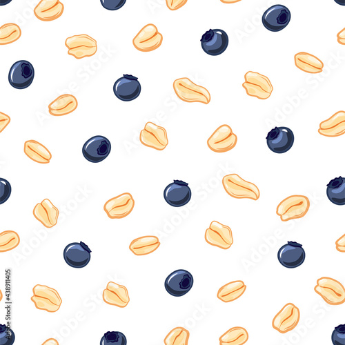 Oat pattern.Natural food. Vector oatmeal illustration. Cereal grain seamless background. Isolated muesli drawing