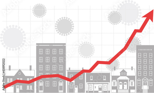 Graph representing housing market rise after Covid-19 pandemics, EPS 8 vector illustration
