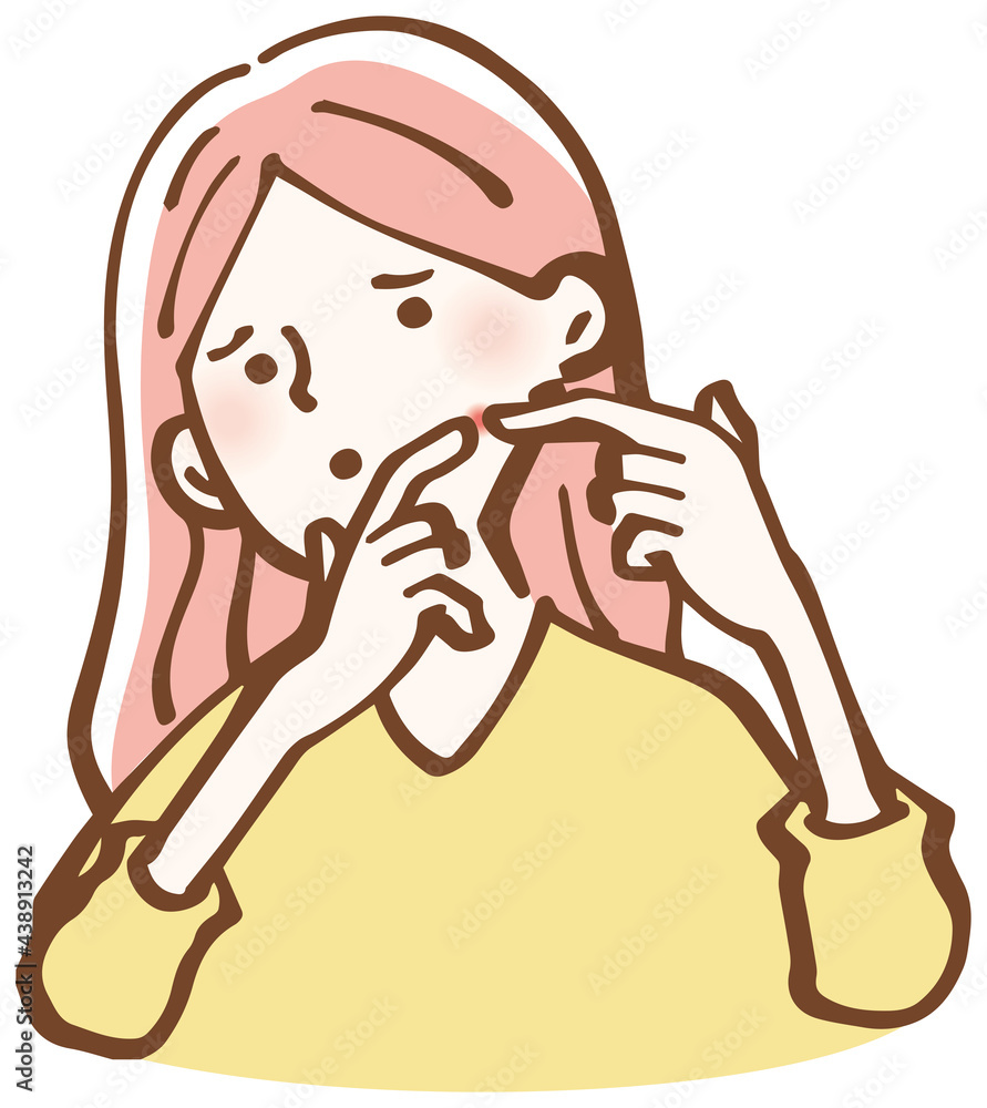 ニキビ 吹き出物 困る女性 イラスト Stock Vector Adobe Stock