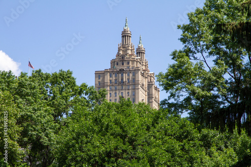 view of old building in New York City from Central Park