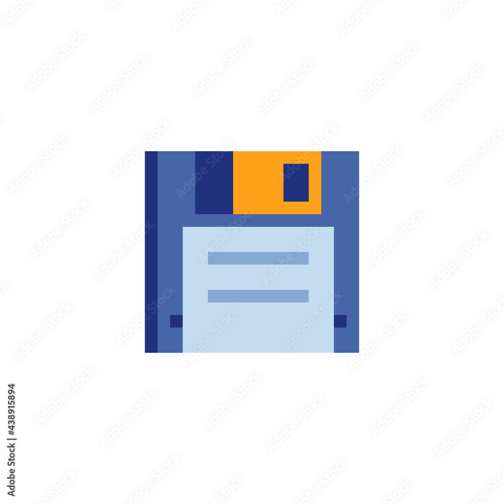 Floppy disk save icon. Pixel art stile. Video game 8-bit sprite. Isolated vector illustration. Floppy disk save icon. Pixel art stile. Video game 8-bit sprite. Isolated vector illustration.