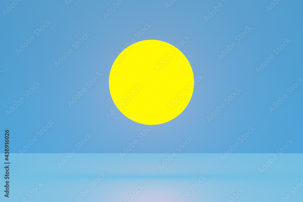 3d illustration of  sun on a blue isolated background. Weather forecast icons, regular season clouds