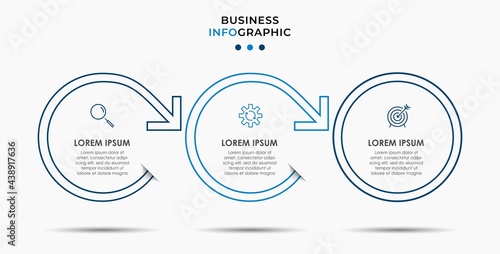 Vector Infographic design business template with icons and 3 options or steps. Can be used for process diagram, presentations, workflow layout, banner, flow chart, info graph