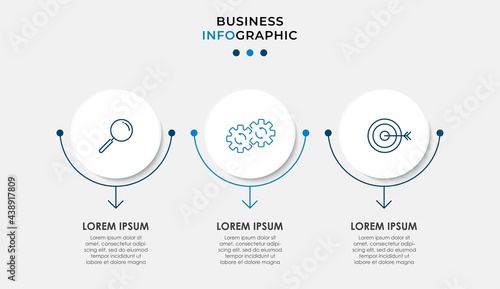 Vector Infographic design business template with icons and 3 options or steps. Can be used for process diagram, presentations, workflow layout, banner, flow chart, info graph