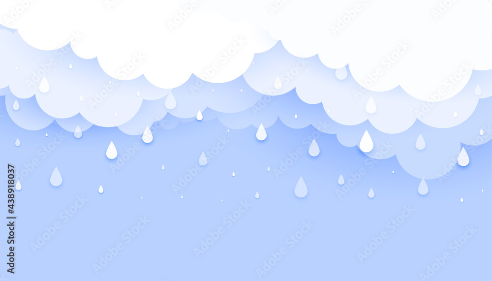 cloud with falling rain drops papercur style background cloud with falling rain drops papercur style background