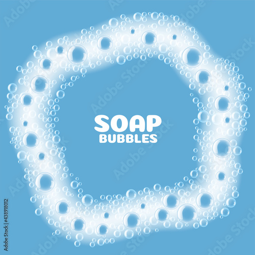 soap foam bubbles on blue background