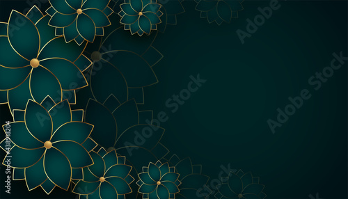 premium golden flowers background with text space