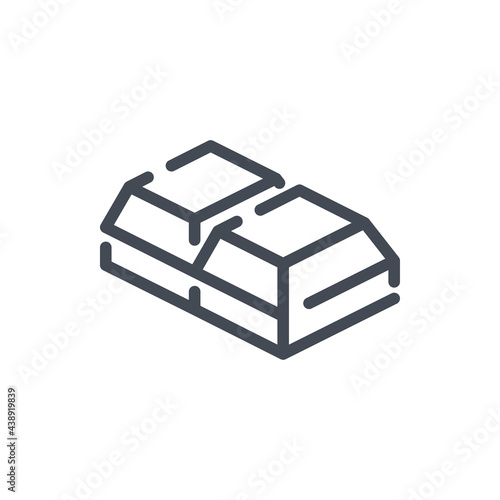 Chocolate piece line icon. Piece of chocolate bar vector outline sign.