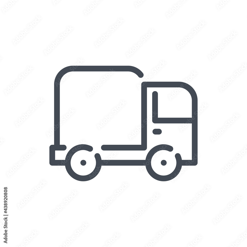 Delivery truck line icon. Shipping and transport van vector outline sign.