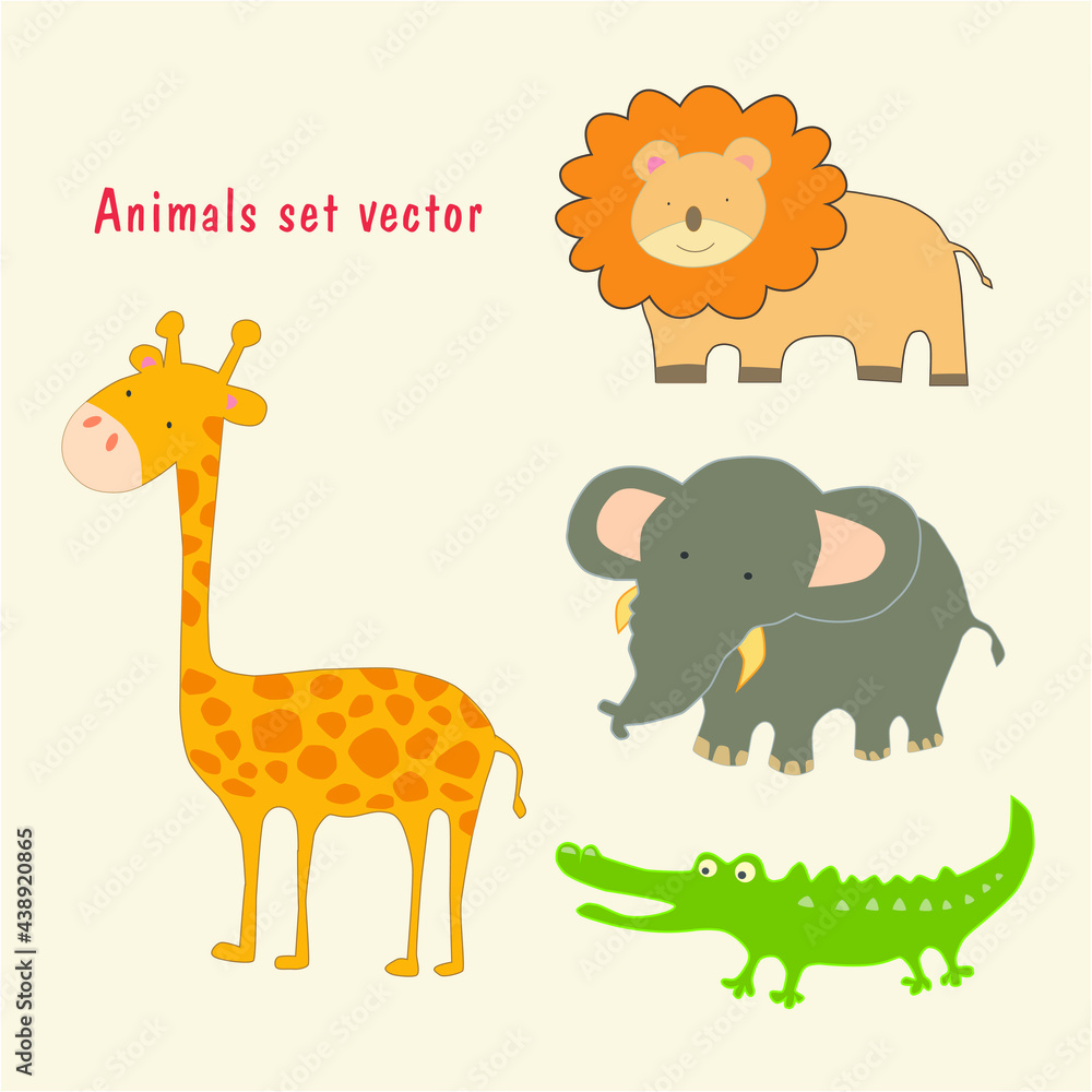 set of funny cartoon animals set of funny cartoon animals