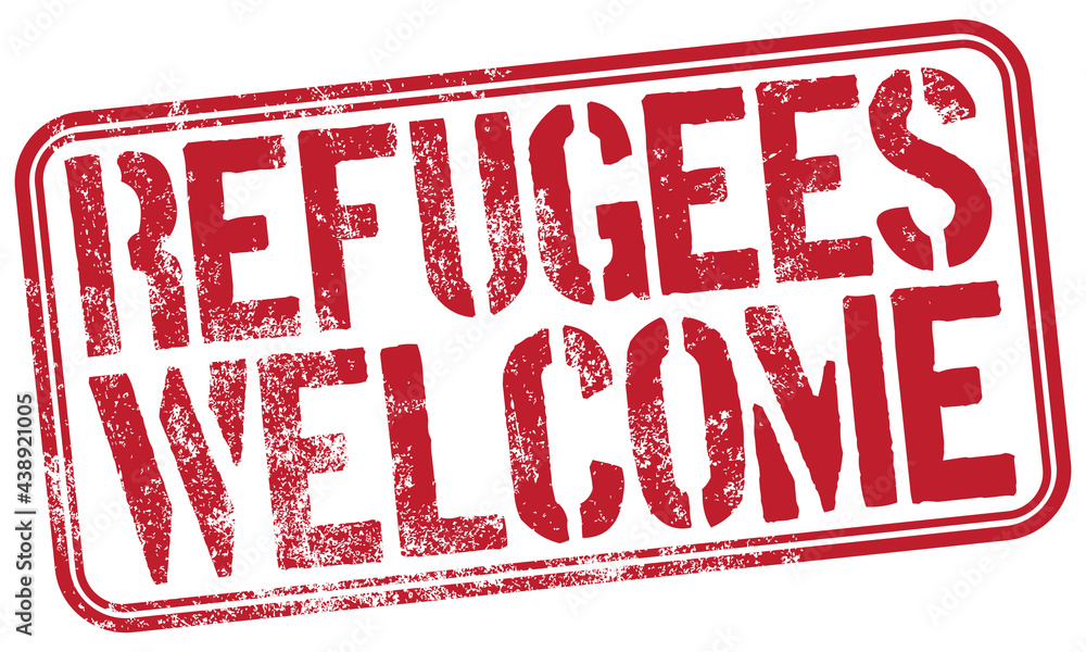 Refugees Welcome. Vector Red Rubber Stamp. Refugees Welcome. Vector Red Rubber Stamp.