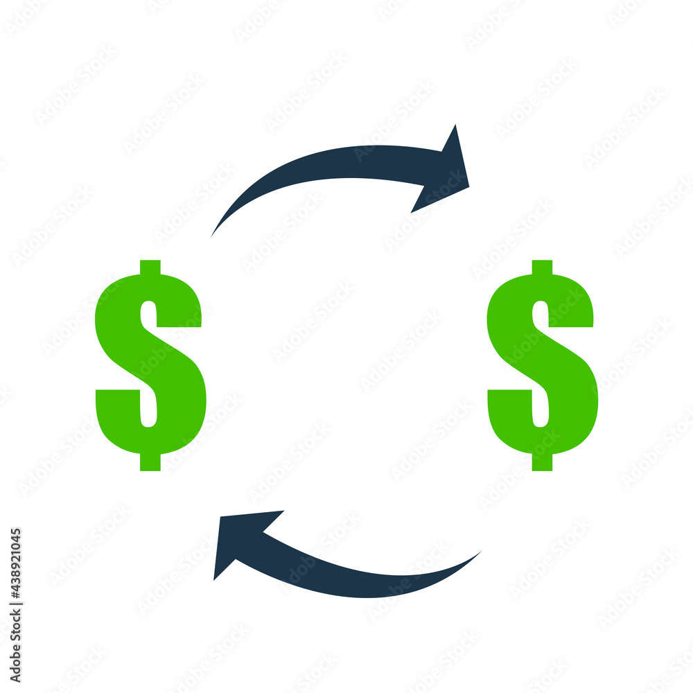 dollar exchange icon illustration on white dollar exchange icon illustration on white