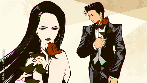 思い合う男女のイラスト