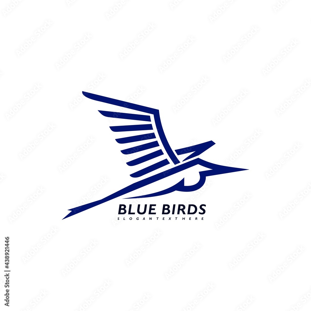 Fototapeta premium blue bird heron line logo design vector
