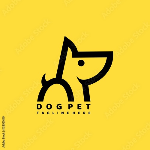 dog pet line simple logo design vector