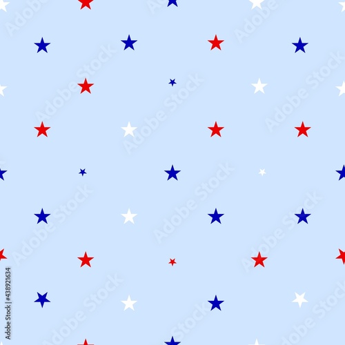 Seamless pattern with stars red, blue, white color. Patriotic background. Vector illustration.