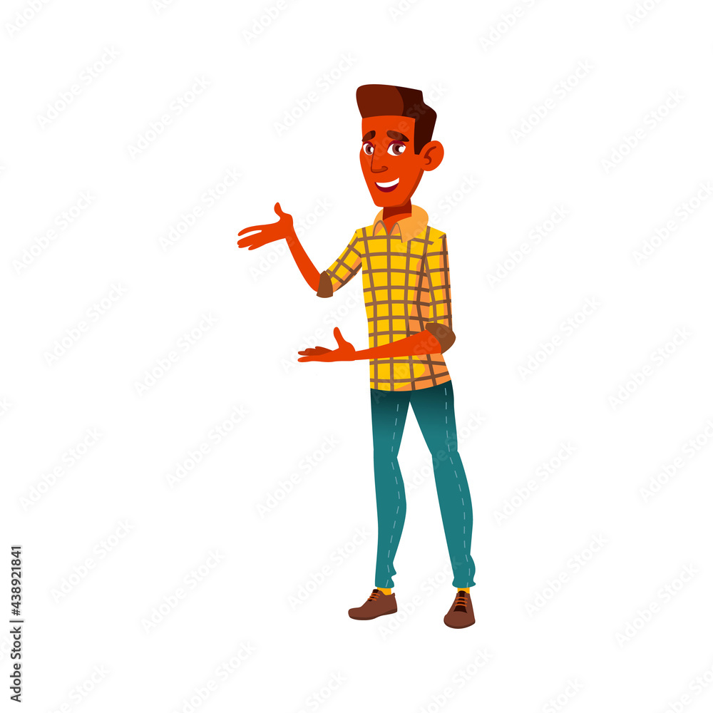 african boy student showing campus family cartoon vector. african boy student showing campus family character. isolated flat cartoon illustration