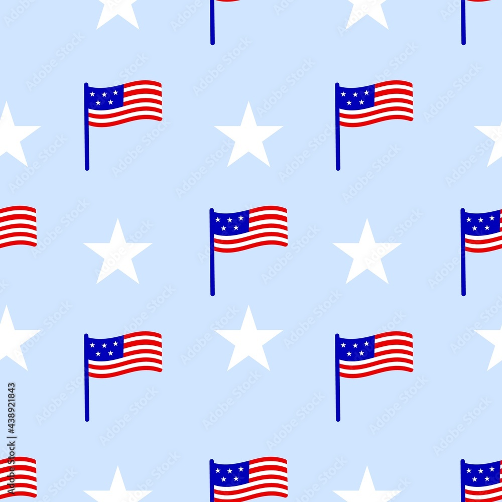 Seamless pattern with american flag, stars. Red, blue, white color. Patriotic background. Seamless pattern with american flag, stars. Red, blue, white color. Patriotic background.