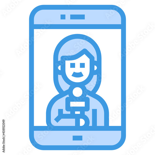 News Reporter blue line icon