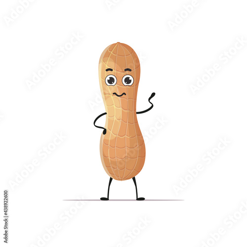 cute peanut character cartoon mascot nut healthy vegetarian food concept isolated