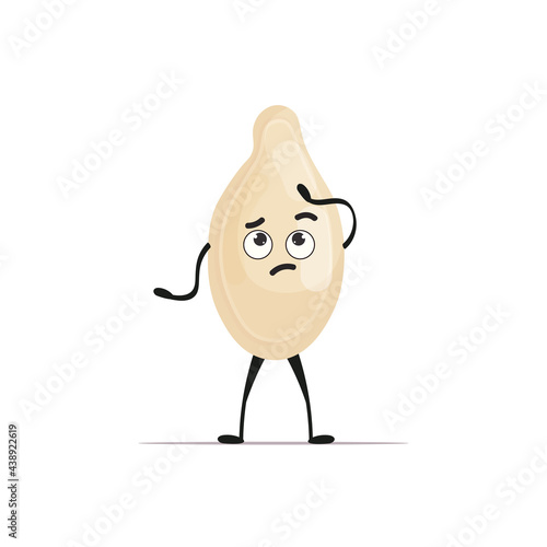cute pumpkin seed character cartoon mascot personage healthy vegetarian food concept isolated