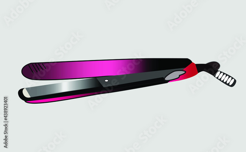 Hair straightening tool vector illustration, beauty and fashion both straightener and curler.