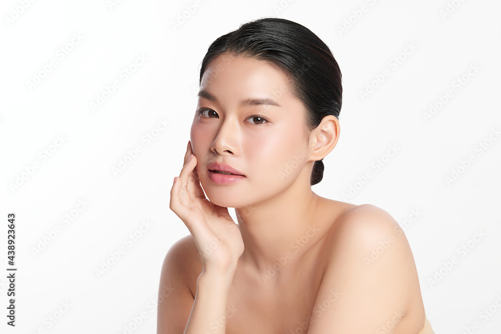 Beautiful young asian woman with clean fresh skin on white background, Face care, Facial treatment, Cosmetology, beauty and spa, Asian women portrait. Beautiful young asian woman with clean fresh skin on white background, Face care, Facial treatment, Cosmetology, beauty and spa, Asian women portrait.