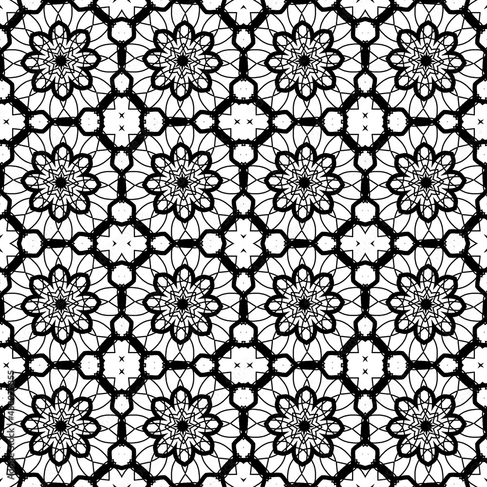 seamless black and white lace flower pattern