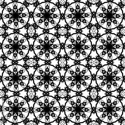 seamless black and white lace pattern with flowers