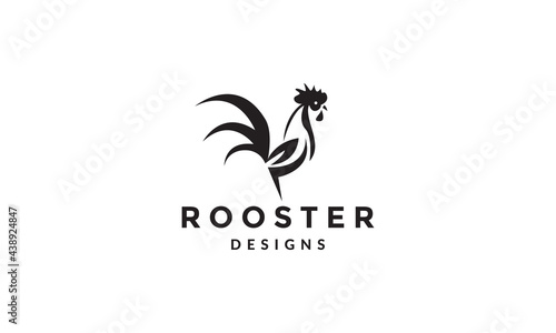 modern shape black rooster logo vector icon illustration design