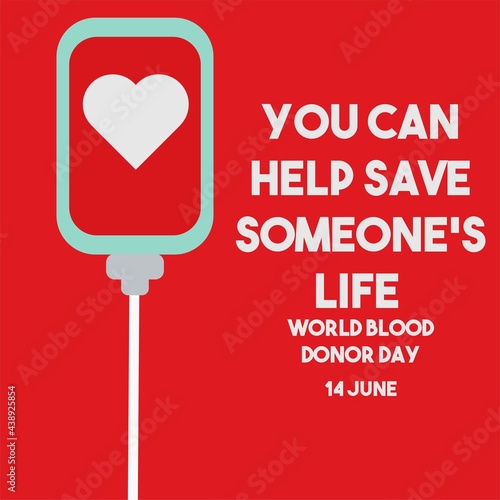 world blood donor day poster with blood bag illustration