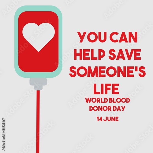 world blood donor day poster with blood bag illustration