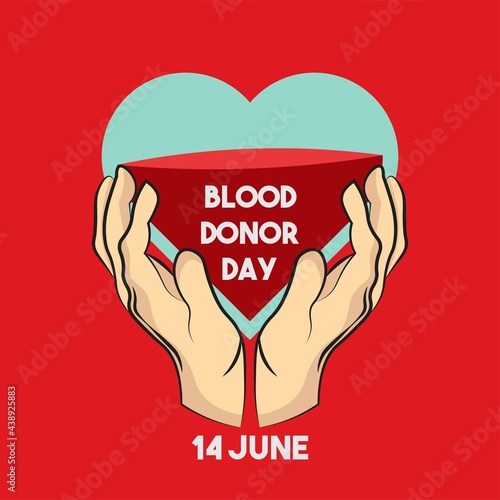 world blood donor day poster with blood bag illustration