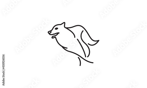 lines run siberian husky logo vector icon illustration design
