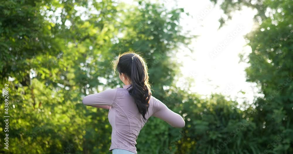 Woman warm up in the garden Woman warm up in the garden