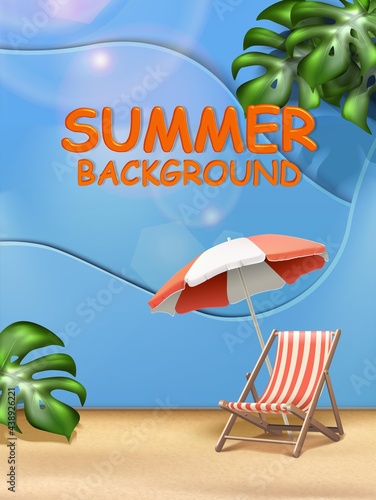 Vector summer sale background with sun bed.
