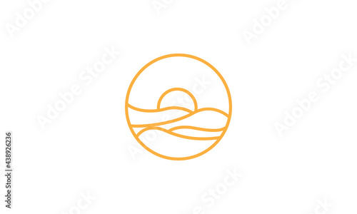 lines orange summer desert logo vector icon illustration design