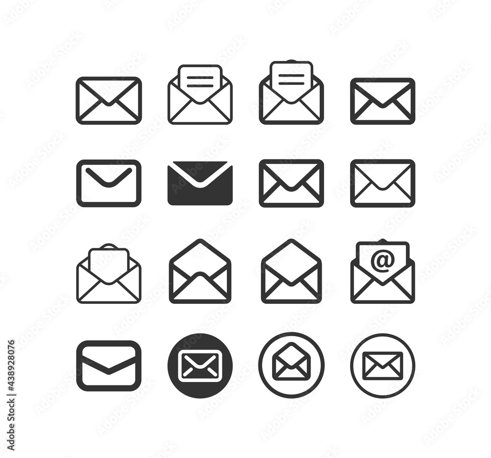 Envelope line icon set. E-Mail, Message symbol Envelope line icon set. E-Mail, Message symbol