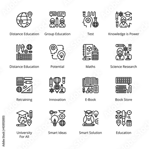 Back to School Outline Icons - Stroked, Vectors