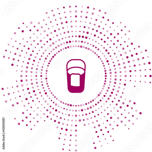 Purple Bucket with rag icon isolated on white background. Cleaning service concept. Abstract circle random dots. Vector