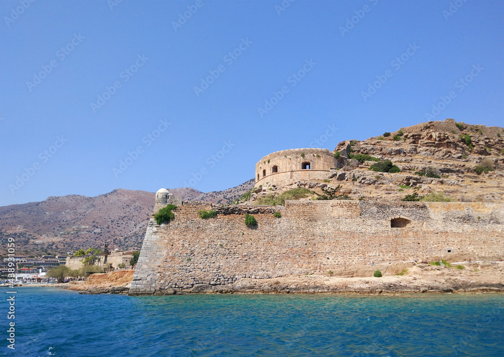 Spinalonga fortress in Crete, Greece, view from the sea