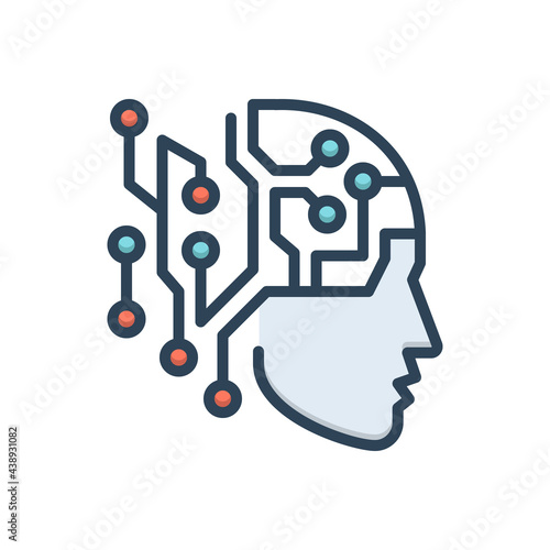 Color illustration icon for artificial intelligence