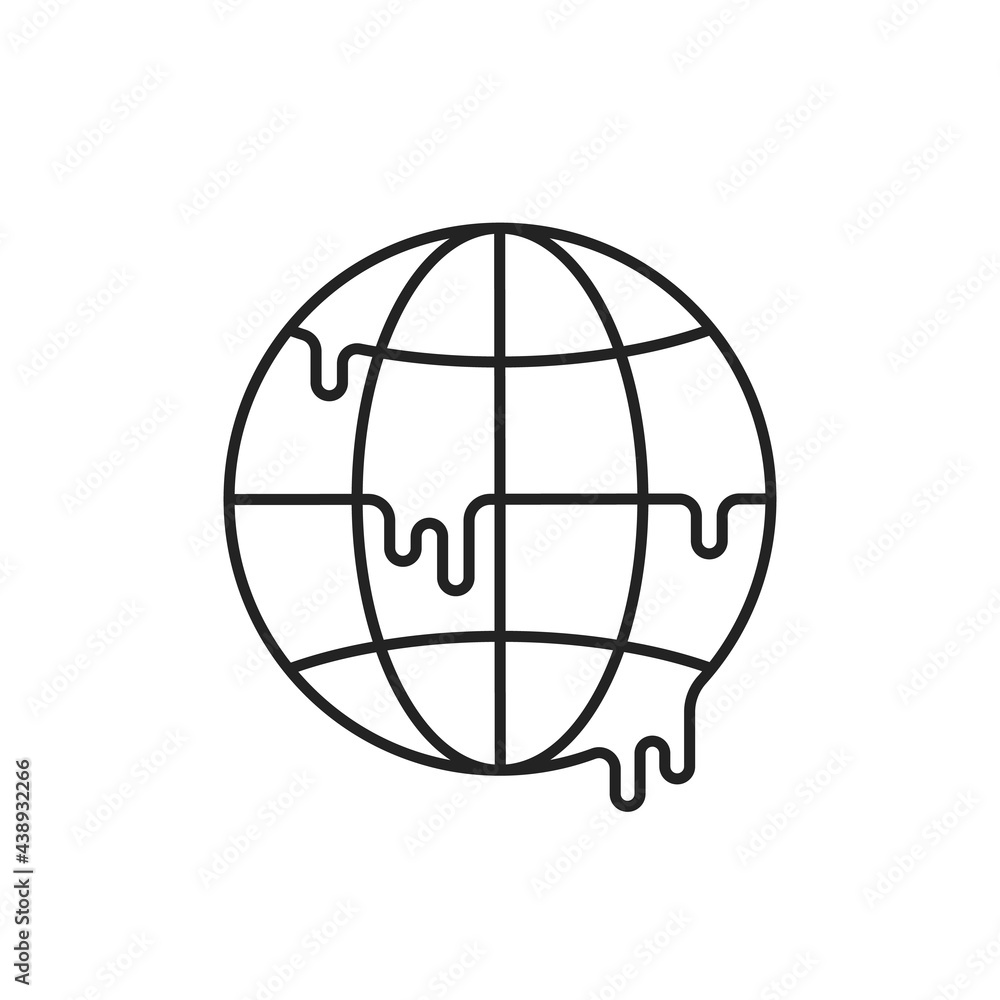 melted thin line earth icon like global warming melted thin line earth icon like global warming