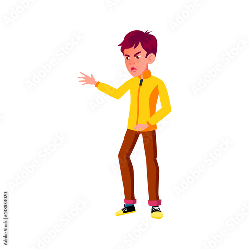 angry boy kick coffee machine in mall cartoon vector. angry boy kick coffee machine in mall character. isolated flat cartoon illustration