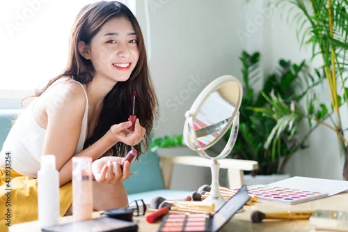 Obraz Portrait of beautiful young girl with makeup in the morning