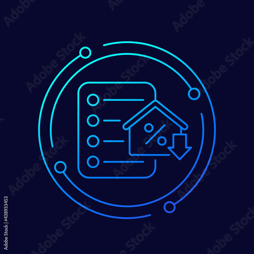 mortgage refinance, house loan line vector icon